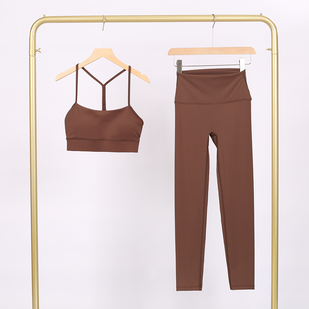 LULU Y-shaped Sports Vest Ankle-length Pants suit Vest Underwear Naked Sense Bra Beautiful Back Shock-proof Gather-up Yoga