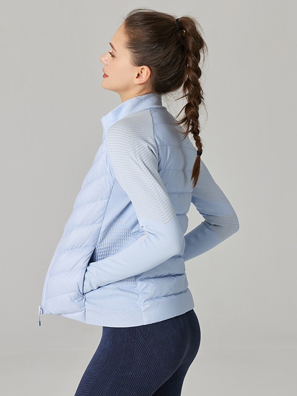 Autumn and Winter Yoga Sports down Jacket 90% White Goose down Top for Women Outdoor Running Stand Collar Coat with Added Fleece for Warmth