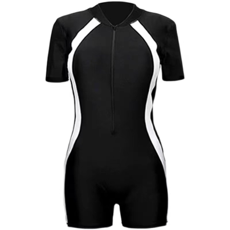 Hurun Children's One-Piece Swimsuit Boys and Girls Sunscreen Diving Suit Small, Middle and Big Kids Student Sports Short-Sleeved Training Suit