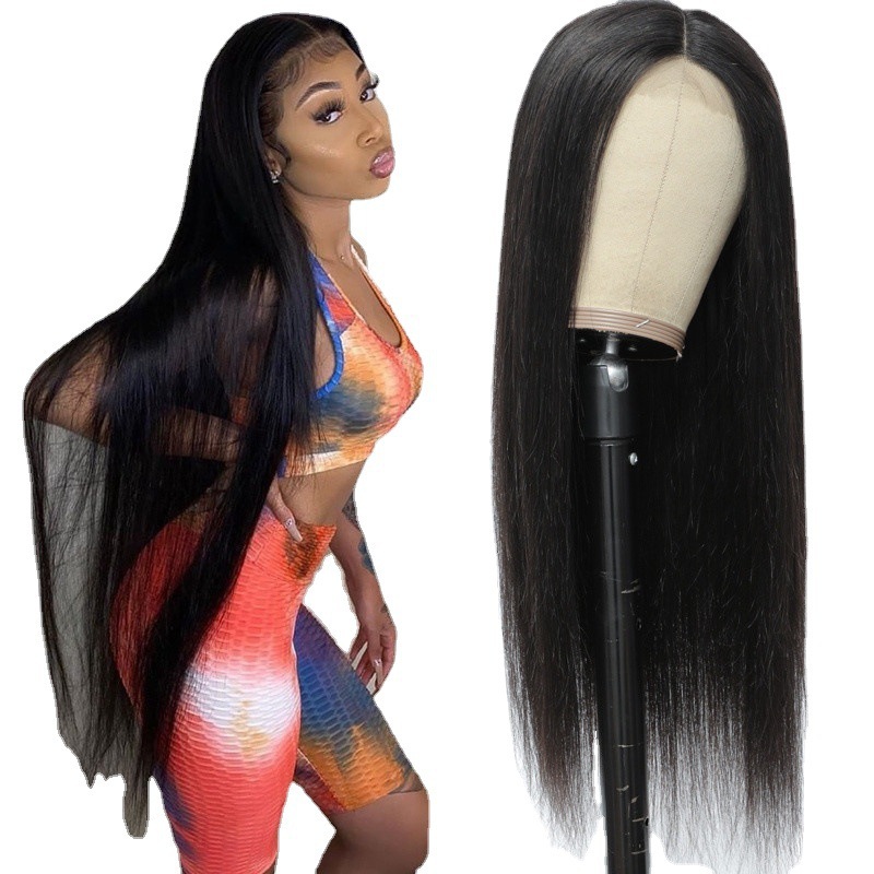 Aliexpress New Product Cross-Border Amazon European and American New Style Medium Parted Long Straight Hair Wig Women's Full Head Wig