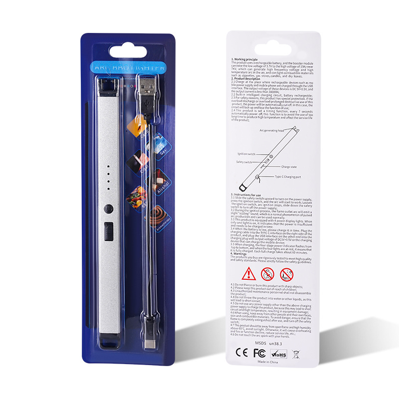 Jl896 Kitchen Digital Charging Pulse Lighter Aromatherapy Candle Arc Igniter Typec Fast Charging Ignition Gun