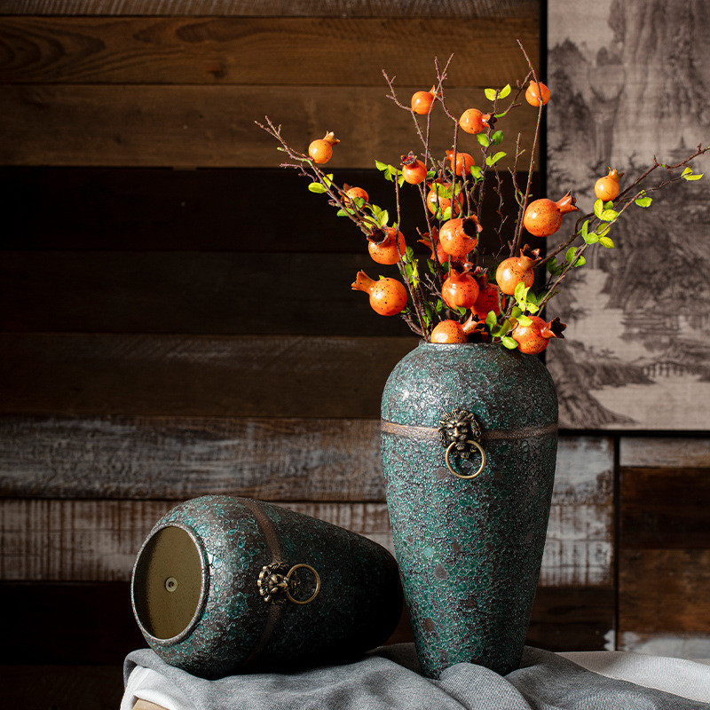 Jingdezhen New Chinese Style Retro Old Done Zen Style Entrance Living Room Home Decoration Insert Dried Flower Water Raising Ceramic Vase