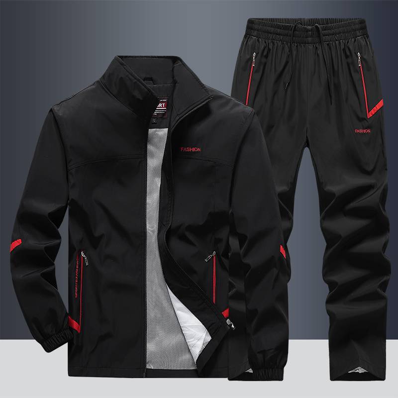 Spring and Autumn Casual Sports Suit Men's Two-Piece Stand-Up Collar Jacket Men's Jacket Tops Group Clothing