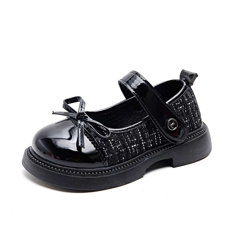 Girls Small Leather Shoes 2025 Spring and Autumn New Soft Sole Western Style Chanel Style Princess Shoes Simple Comfortable All-match Casual Shoes