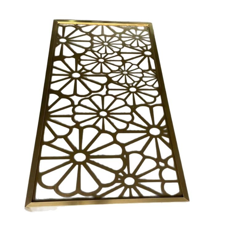 Stainless steel screen lattice partition fence metal laser hollow glass living room entrance hollow carved laser