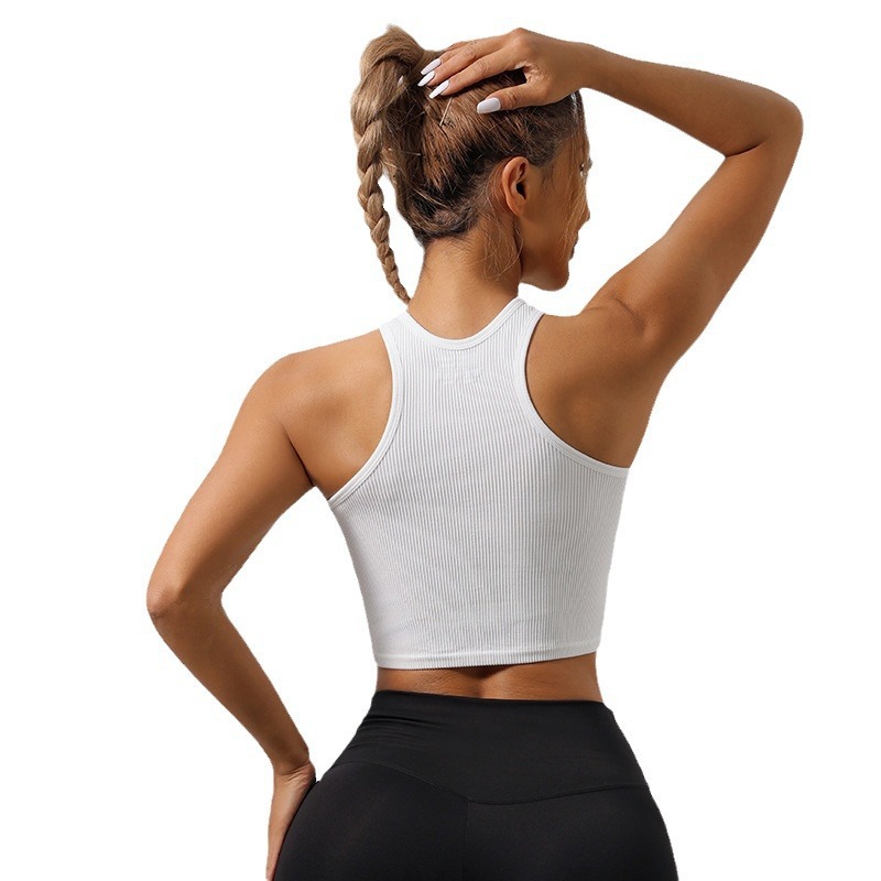 Rib Hanging Nylon Sports Blouse Yoga Sweat Traceless Underwear Running Quick-drying I-shaped Short Vest