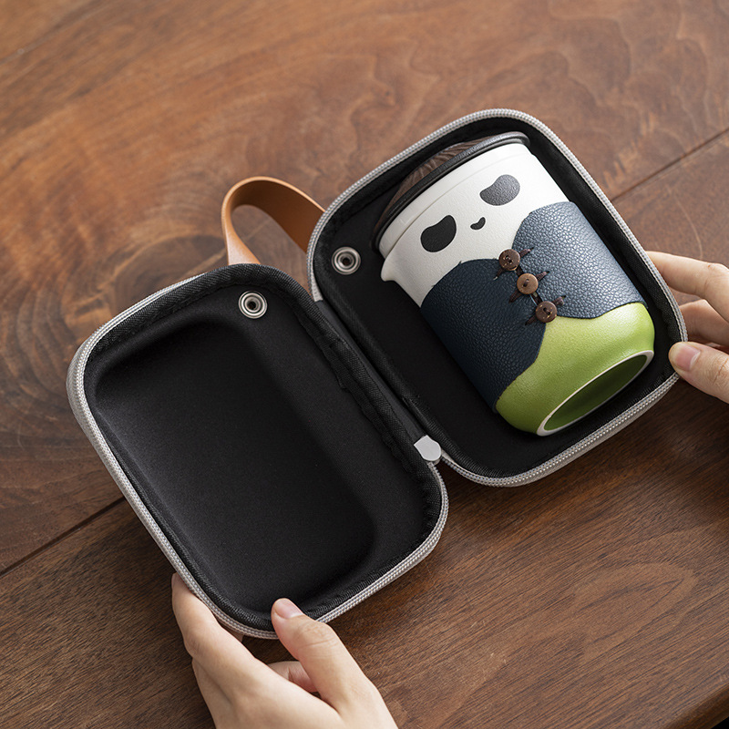 Portable Travel Tea Set Storage Bag Outdoor Panda Express Cup One Pot Four Cups Portable Simple Camping