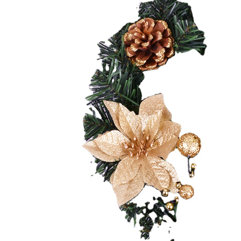 Cross-border Amazon 30cm Christmas Wreath Red Cone Pine Cone Christmas Decorations Door Hanging Arrangement Rattan Ring Pendant