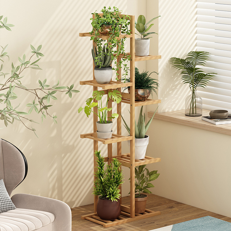 Nanzhu New Style Flower Shelf Storage Rack Floor Left and Right Flower Pot Rack Home Balcony Living Room Decorative Green Diet Storage Rack