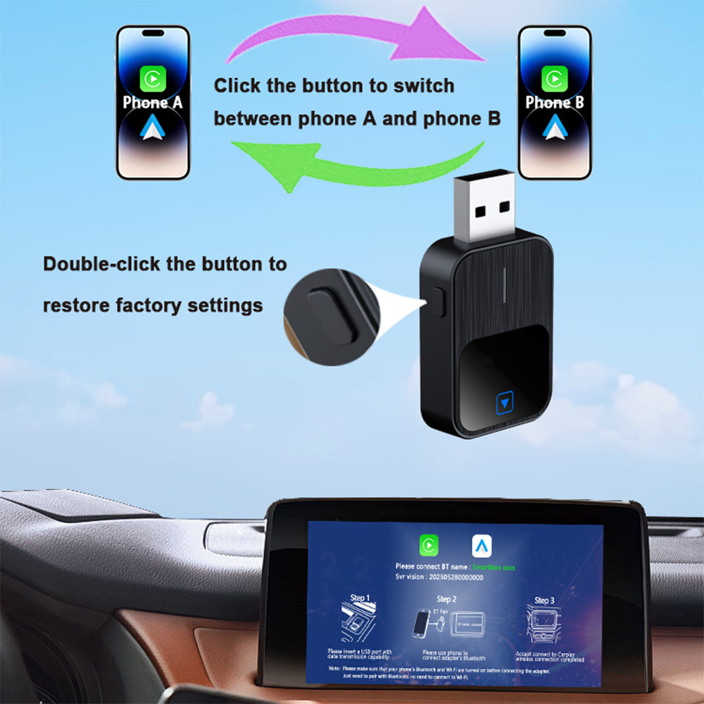 New Car Wireless Carplay Box Android Two-In-One Adapter Car Interconnection 2025 Cross-Border