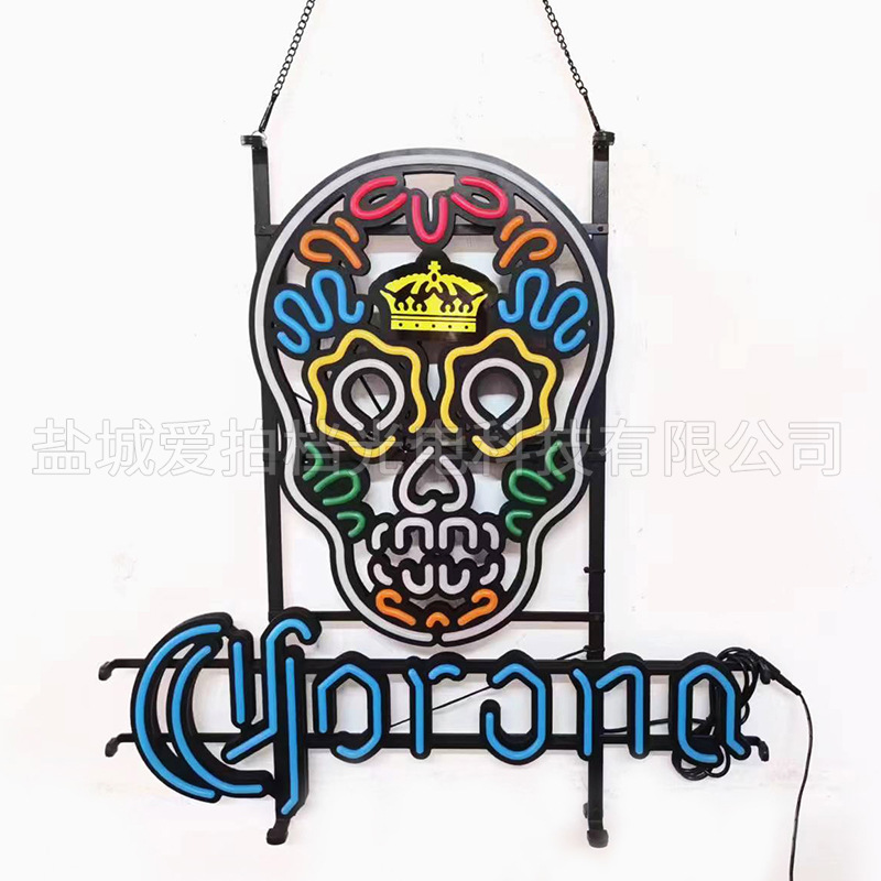 Led luminous characters neon skull shape billboard hanging LED net red creative bar ins decoration
