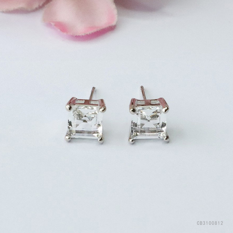 Серьги из белого кристалла Yu, квадратные серьги, иглы из серебра S925, оптовая продажа CB3100812