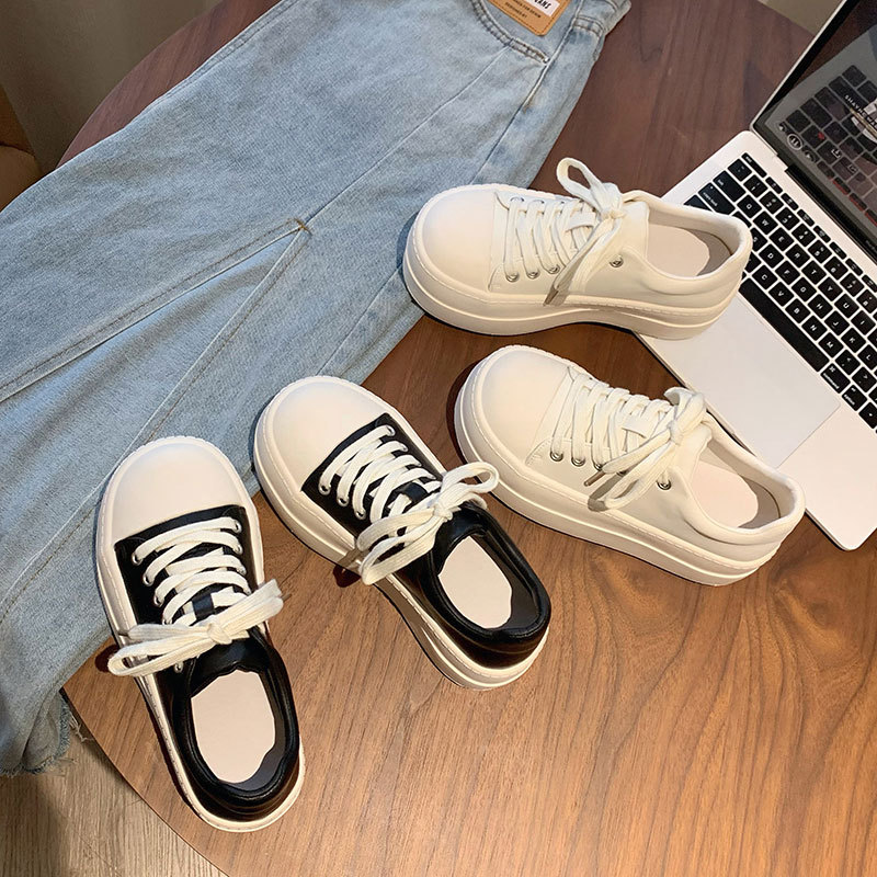 Ugly cute big head bread shoes women's thick bottom increased white shoes 2025 spring new all-match casual sports shoes