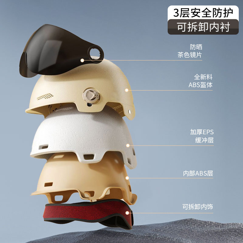 Electric Car Helmet Women Men Adult Motorcycle Battery Car Half Helmet Safety Helmet Four Seasons Universal Sun Protection