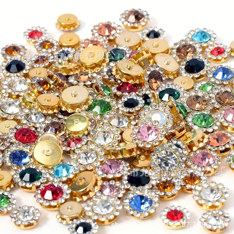 быстросъемная круглая подставка для цветов с двойным слоем алмазного обода с камнями ручной шитья для одежды DIY декоративные аксессуары