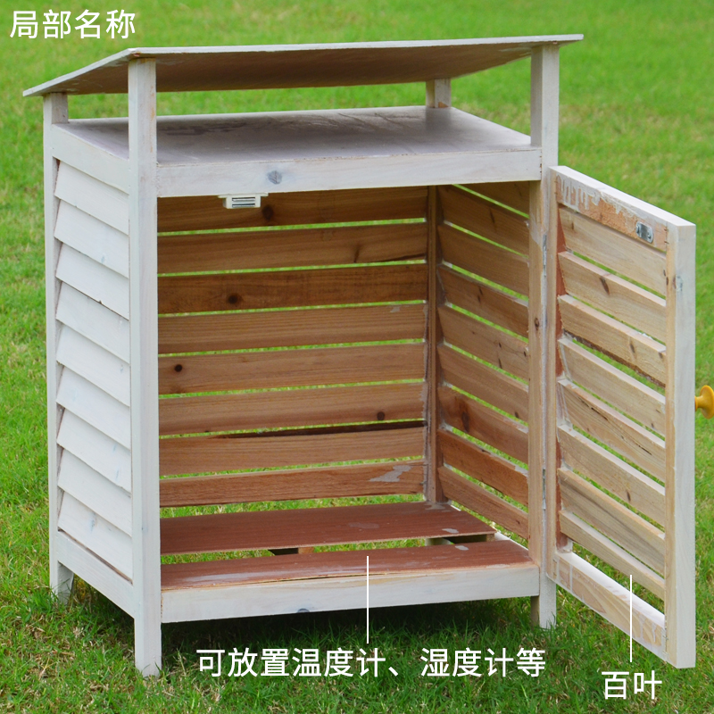 The venetian box puts a thermometer and a hygrometer for meteorological observation. Middle school geography instrument field environment test on all sides