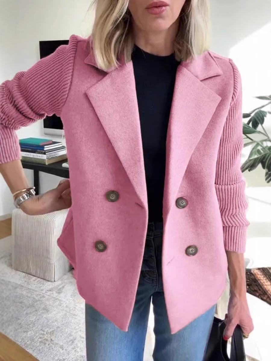 Amazon 2025 Spring New Cross-border European and American Foreign Trade Women's Fashion Elegant Wool Stitching Coat