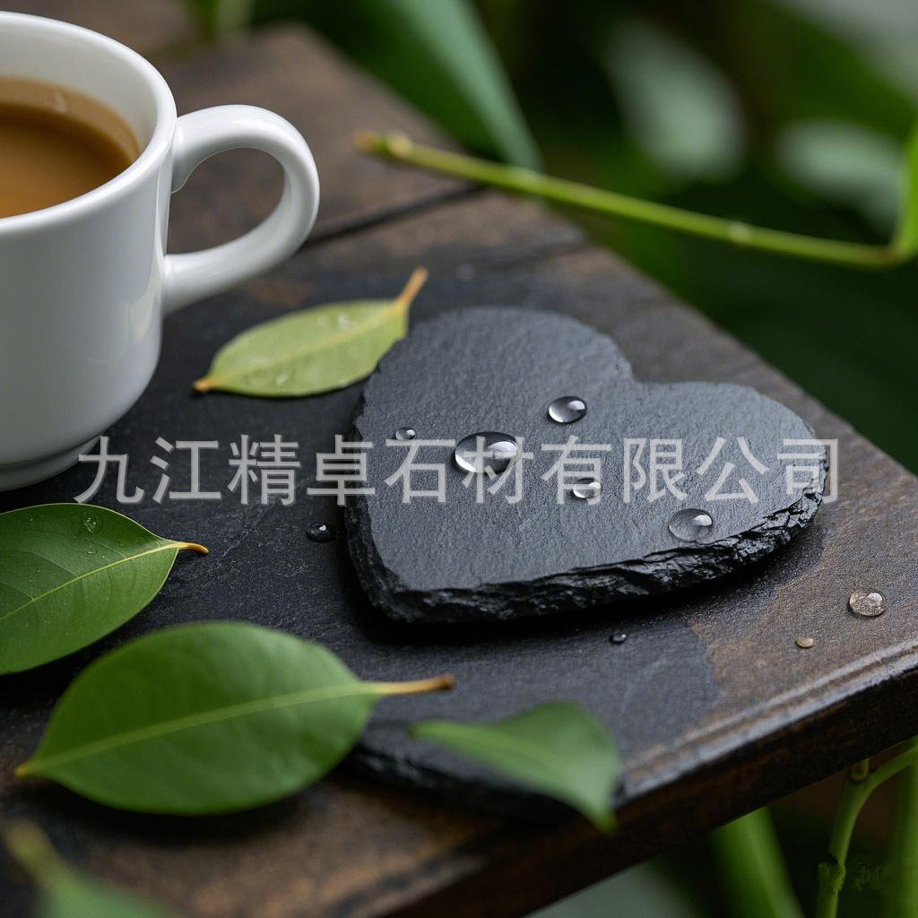 Wholesale Black Slate Slate Coaster Round Square Hexagon Heart Shaped Wine Cup Milk Coffee Coaster