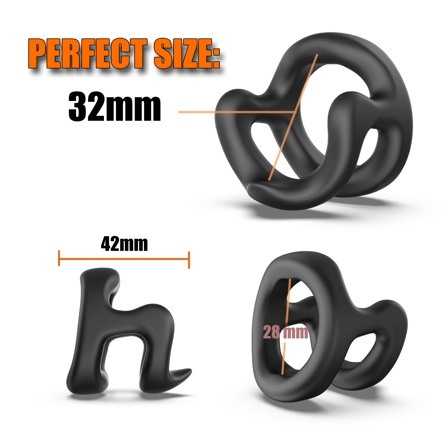 Explosive super soft Three Ring lock ring liquid silicone triple root bound penis ring full lock ring