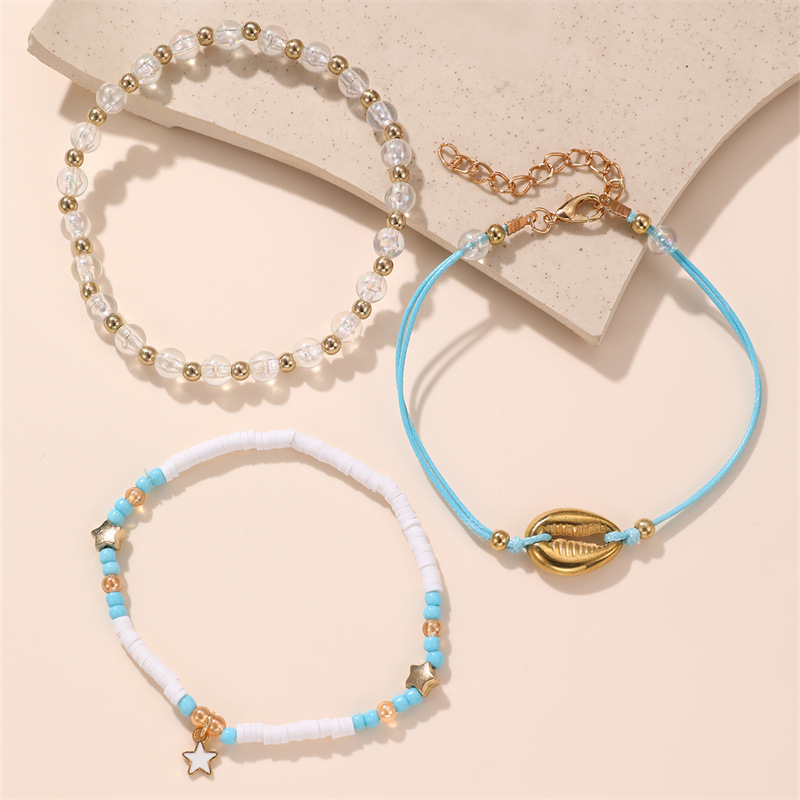 Spring New foot decoration simple cute colorful rice beads Pearl handmade beaded love pendant cross-border children's anklet