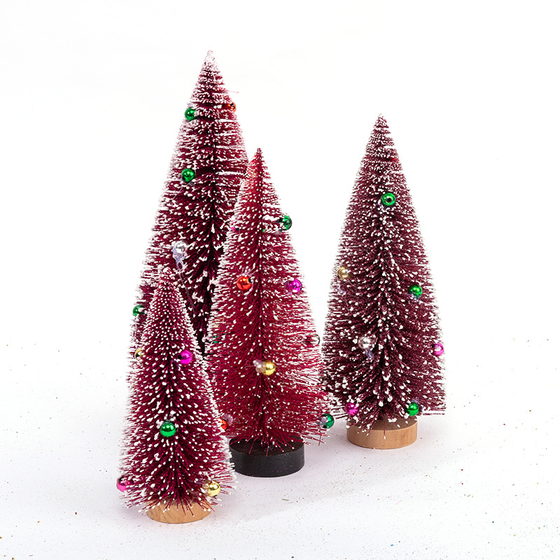 Gold Powder Snow White Beads Christmas Tree Christmas Decorations Christmas Desktop Ornaments Colorful Pine Needles