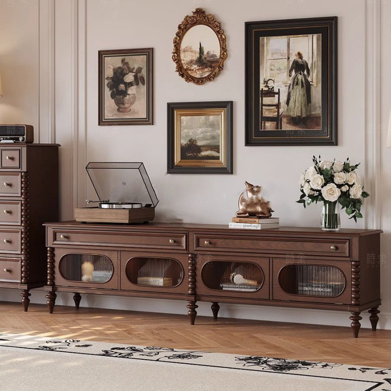 Новая оптовая закупка ТВ-кабинета из дуба, французский ретро, американский стиль середины века, из массива дерева