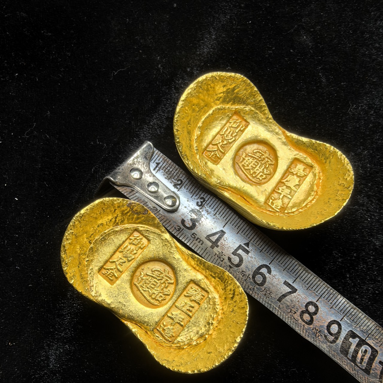 Antique Coin Collection Antique Pure Copper Gilt Qing Dynasty Five Emperors to Attract Wealth and Treasure Gold Ingot Ingot