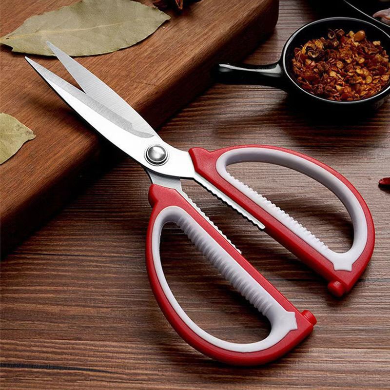 Multifunctional household scissors stainless steel large two-color plastic handle kitchen strong scissors student office scissors wholesale