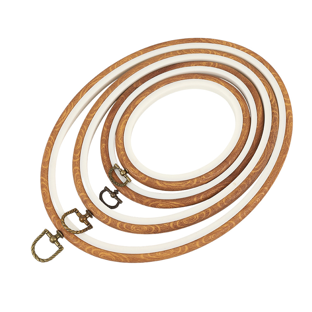 Imitation Wood Grain Embroidery Hoop, Multi-Specification Irregular Embroidery Hoop, DIY Embroidery Handmade Cross-Stitch Auxiliary Tool, Vintage Embroidery Hoop