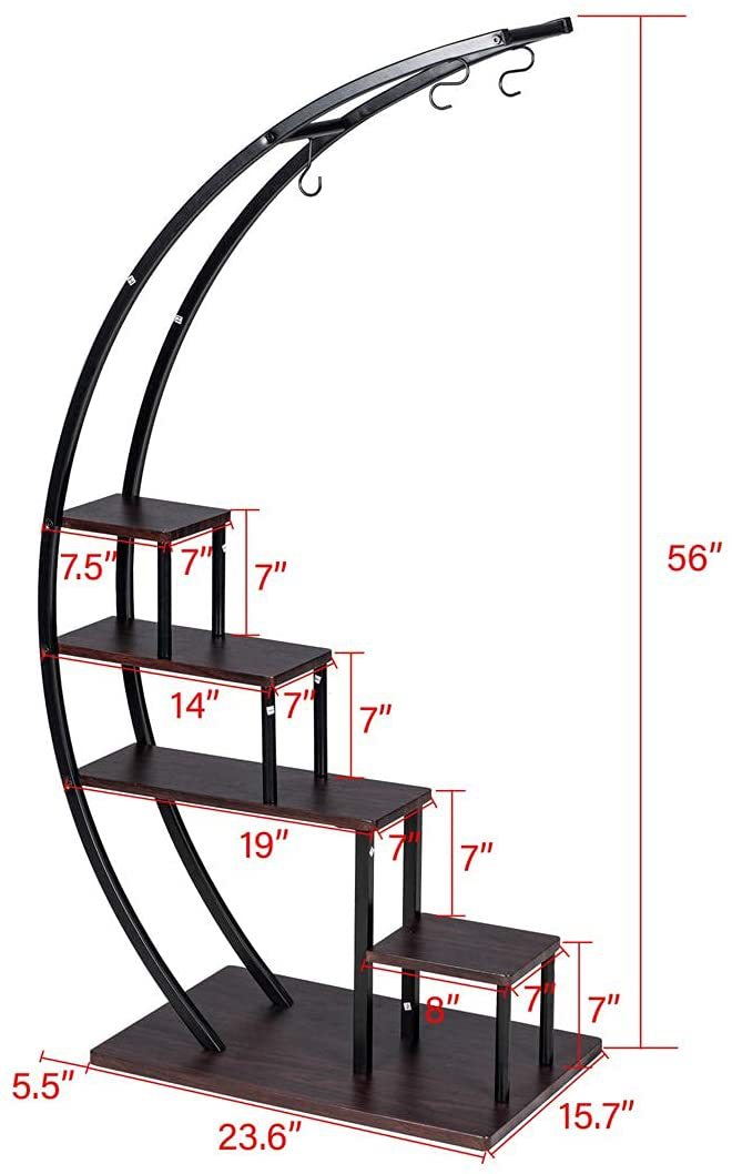 Living Room Bedroom Iron Flower Stand Balcony Multi-Layer Floor-Standing Flower Pot Stand Indoor Pothos Spider Plant Floor Stand