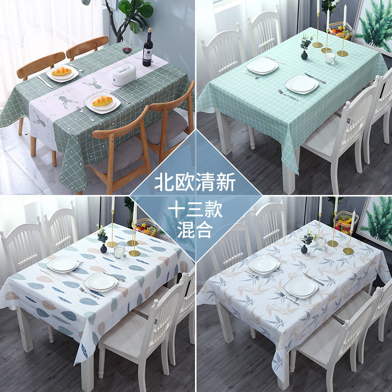 Scandinavian Style Warm and High Temperature Resistant Tablecloth Ins Tablecloth Waterproof and Oil-Proof No-Wash High-End Pvc Plaid Tablecloth
