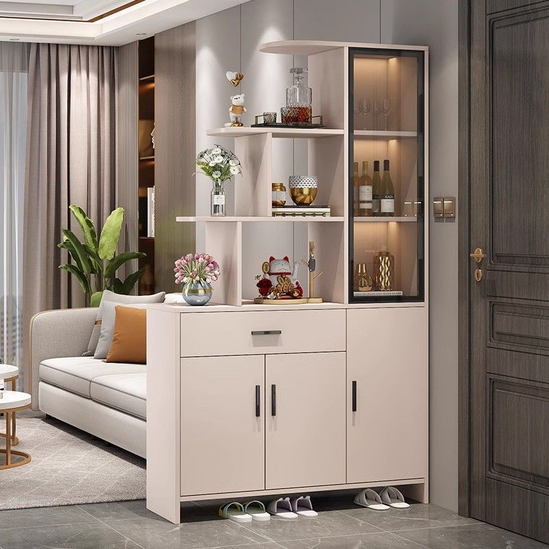 Cream Style Solid Wood Entrance Cabinet, Shoe Cabinet, Integrated Living Room Wine Cabinet, Partition Cabinet, Entrance Door Decoration Cabinet, Foyer Cabinet