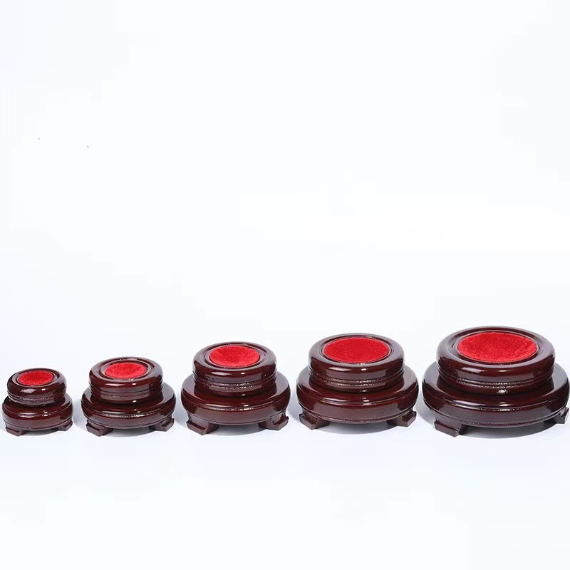 Gourd Stone Crystal Ball Base Round Double-Layer Rotatable Ornaments Solid Wood Bracket Single-Layer Double-Layer Wooden Bracket Base