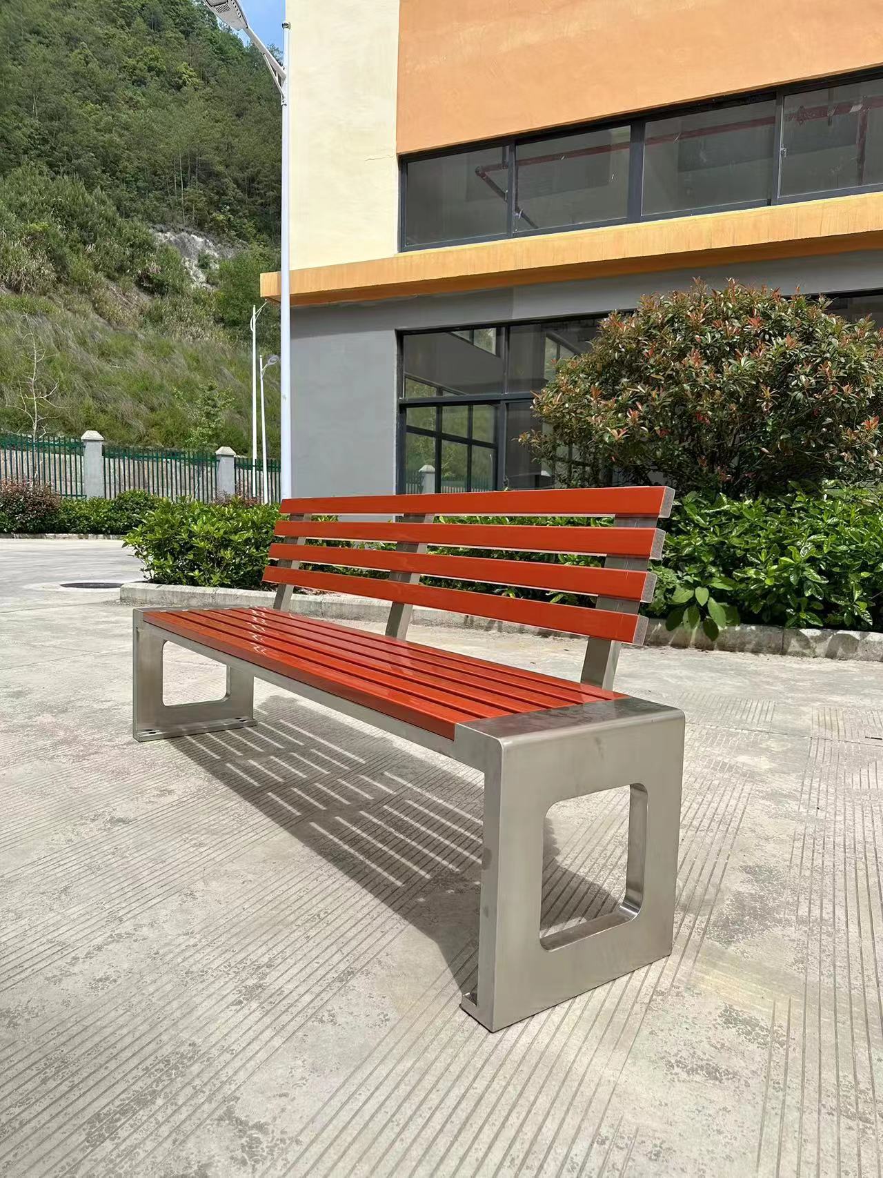 Outdoor Leisure Park outdoor community scenic spot rest chair stainless steel long chair long stool square chair seat