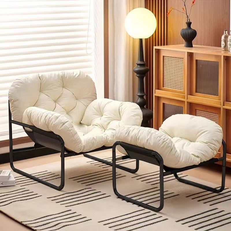 Single Sofa Chair Nordic Style Living Room Balcony Lazy Sofa Antique Style Solid Color Leisure Chair Lunch Break Wrought Iron Sofa