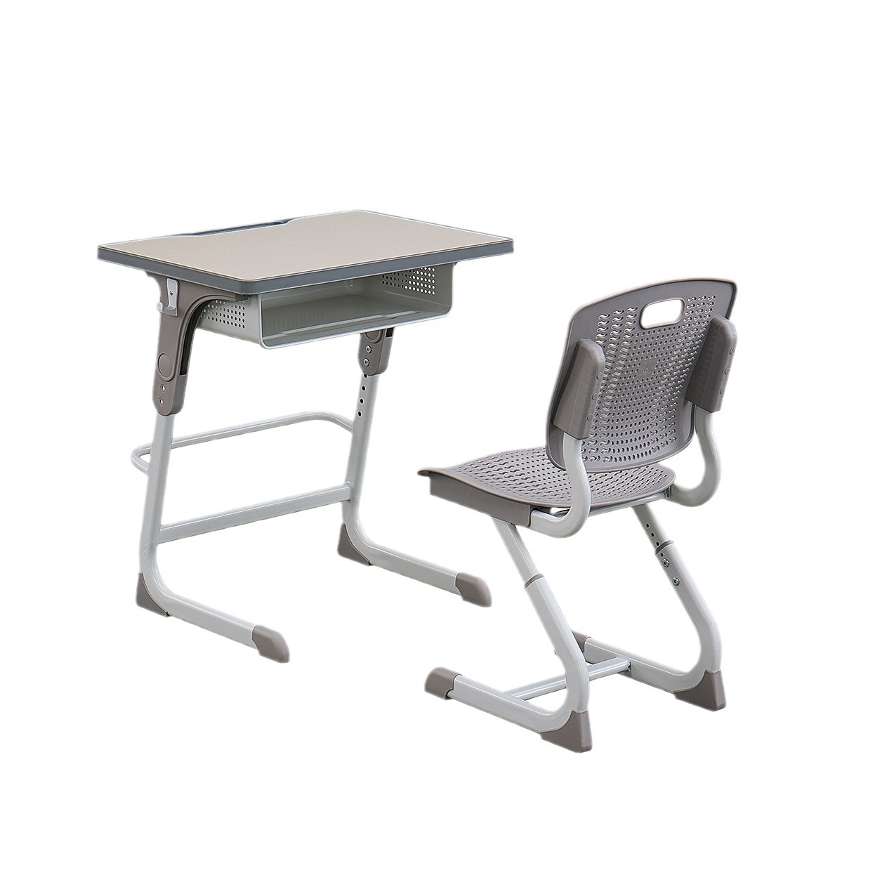 Factory primary and secondary school student desk and chair single adjustable height desk and chair training institution MDF desk and chair