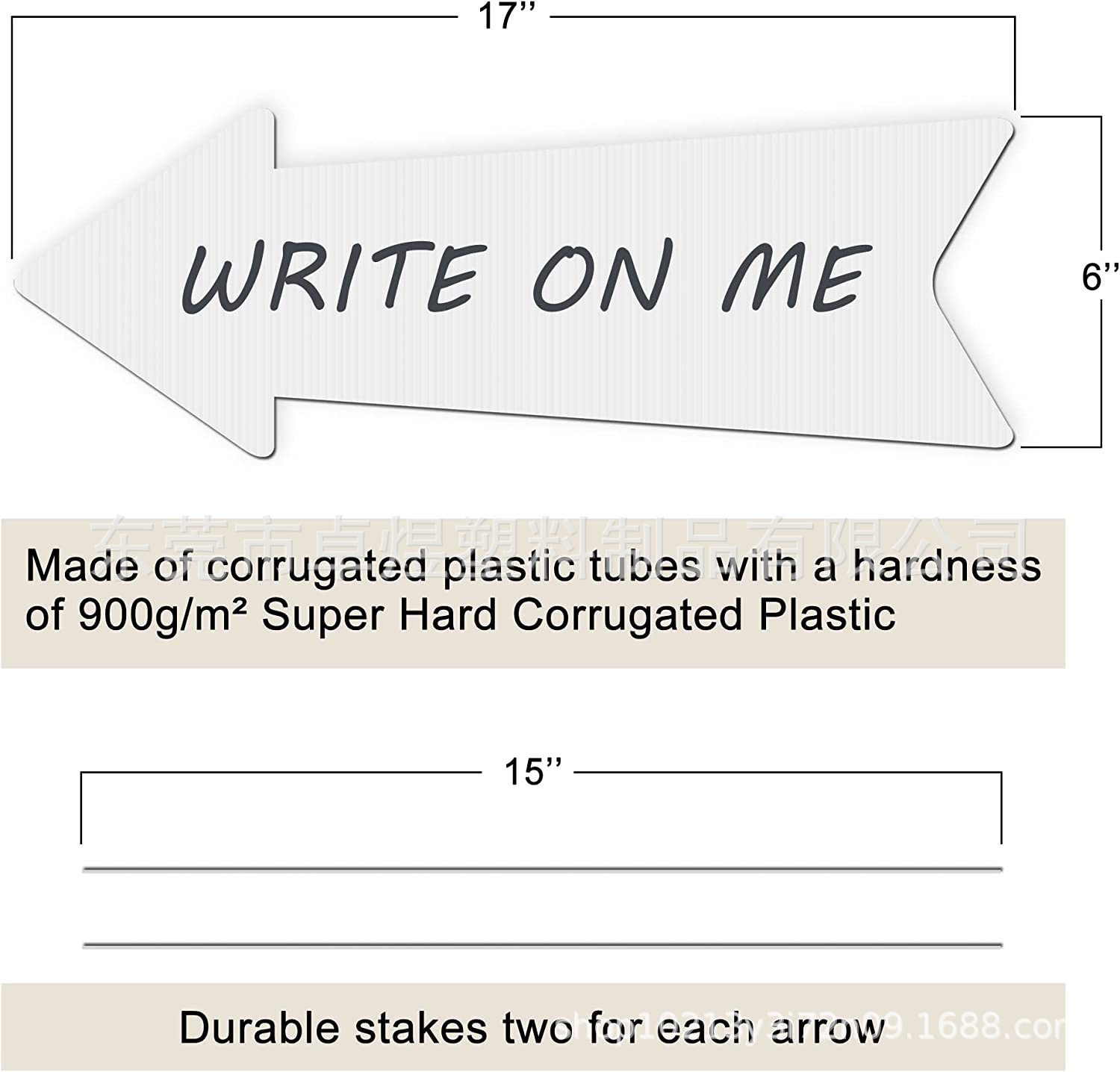 Blank Arrow Sign with Stakes 10 Pcs 43.18 x 15.24cm Yard Sign Ground Insert Card