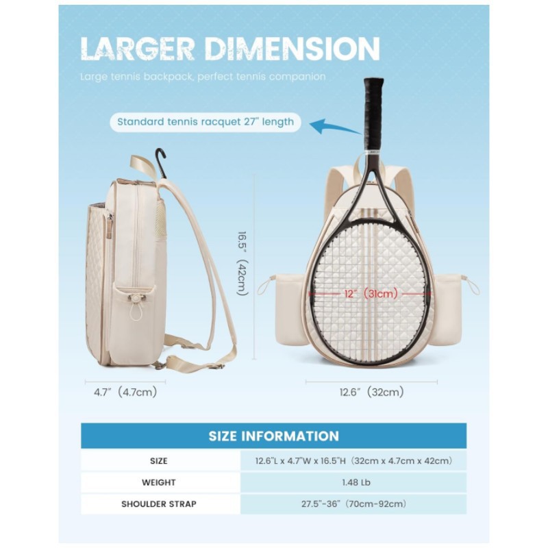 Amazon's New Cross-Body Lightweight Multi-Functional Waterproof Tennis Racket Bag for Men and Women Suitable for Pickleball Tennis Badminton