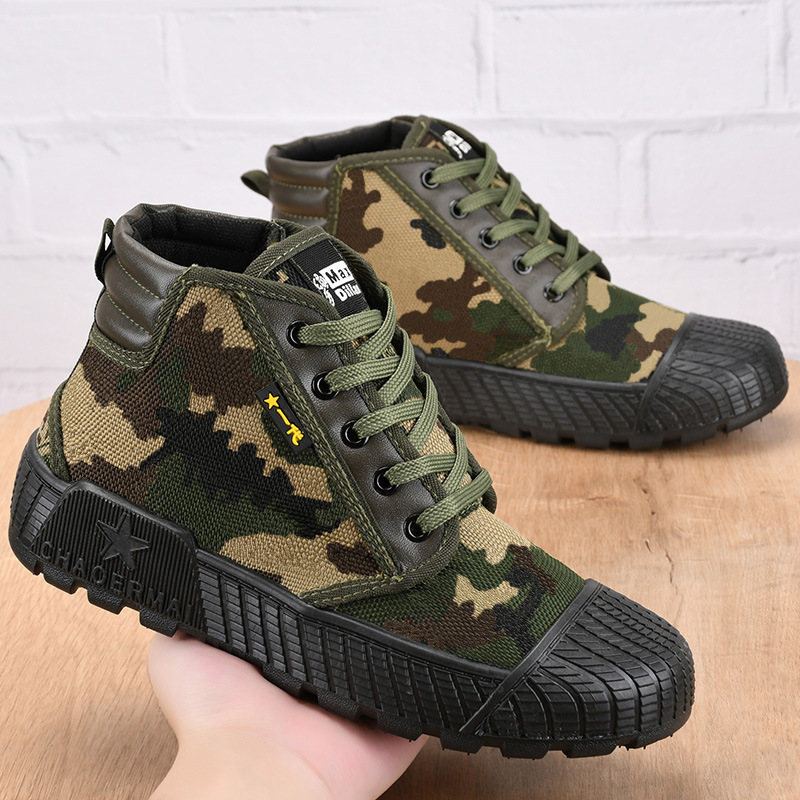 2024 New liberation shoes camouflage shoes high-top casual work shoes construction training shoes factory one-piece delivery