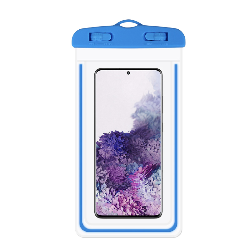 PVC transparent luminous mobile phone waterproof bag customized sealable touch screen luminous swimming drifting hot spring diving wholesale
