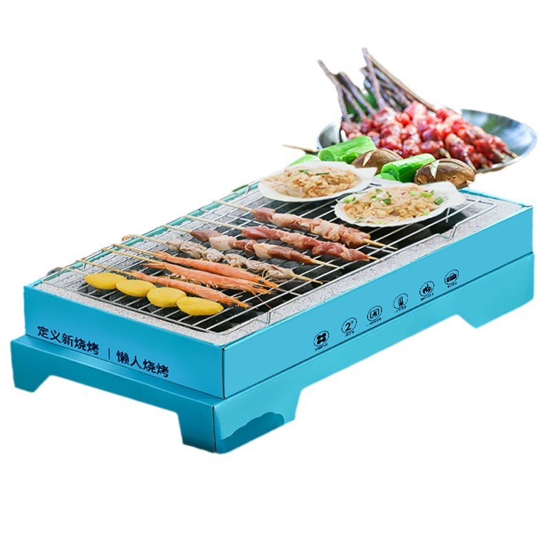 Disposable BBQ Oven Outdoor Household Portable Folding Camping Barbecue Charcoal Carbon Oven Small Barbecue Grill