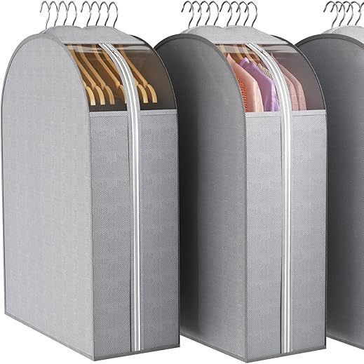 Clothes Dust Cover Hanging Garment Bag Transparent suit Bag Set Dustproof Clothes Cover Bag Full Zipper for Wardrobe Storage