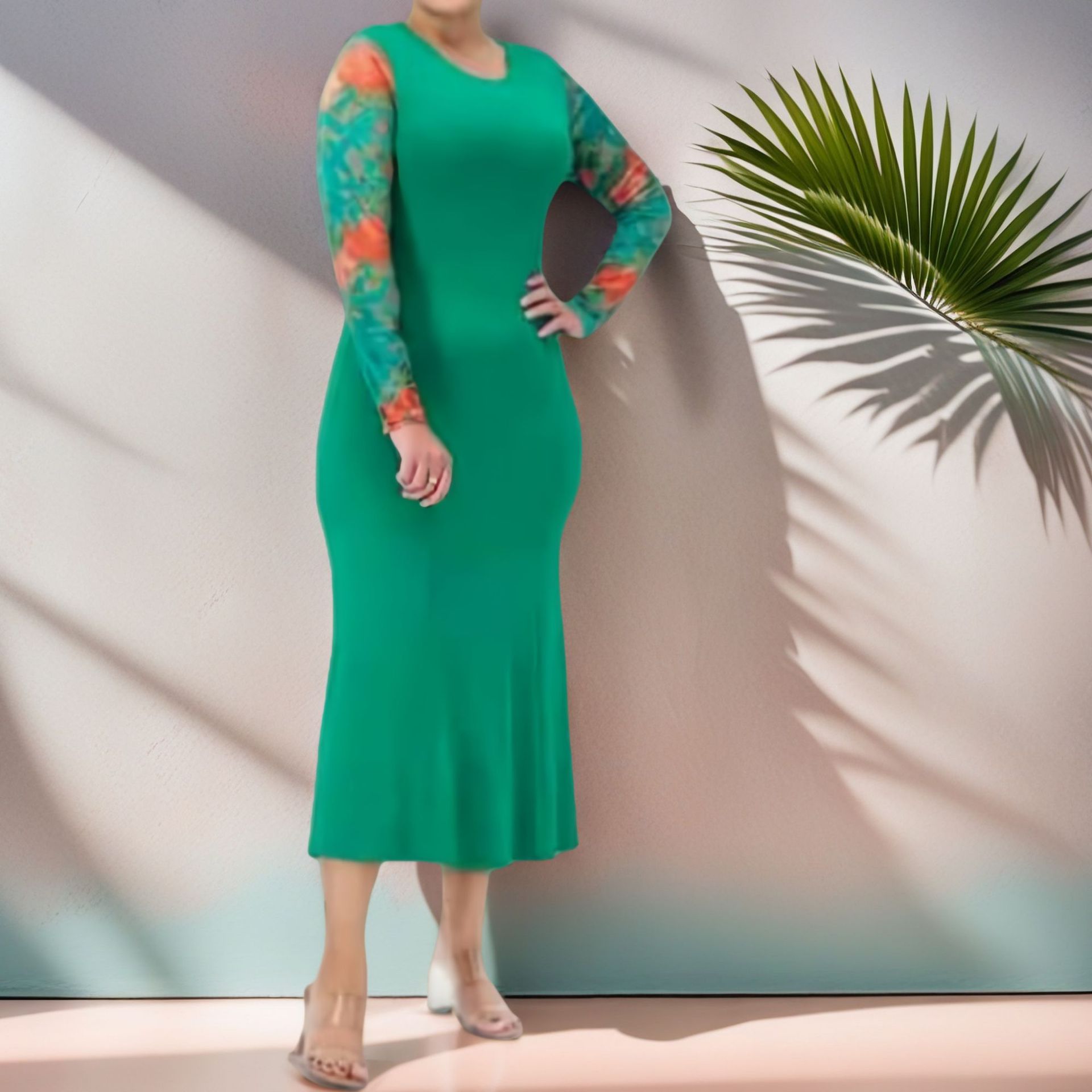 Индивидуальная мусульманская одежда, абая с кружевными рукавами, платья для женщин Ближнего Востока, дубайская круглая горловина, большой размер