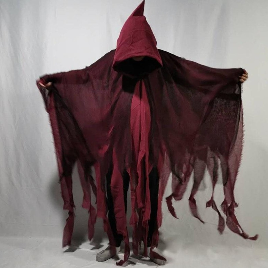 Halloween Cloak Hooded Cloak cosplay Adult Zombie Clothing Skull Tattered Cloak Props Horror Ghost