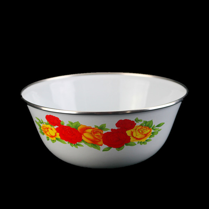 Enamel Bowl Multi-Color Thickeneded Enamel Instant Noodle Bowl with Lid Enamel Bowl Wholesale Egg Beater Basin Enamel Color