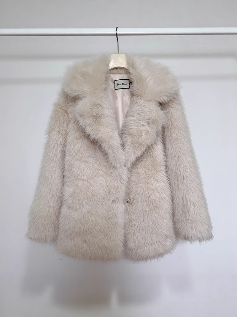 European and American New Fur Coat Mid-length plus size Women's Lapel Fox Fur Toca Artificial Wool X0050