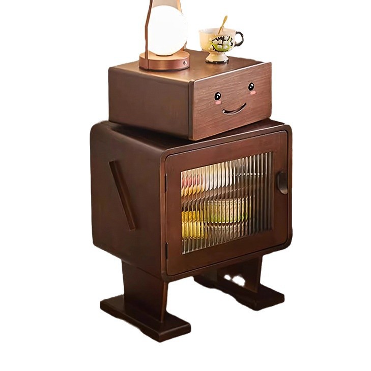 Solid Wood Bedside Table Bedroom Storage Cabinet Bedside Storage Cabinet Living Room Side Cabinet 2024 New Children's Robot Cabinet