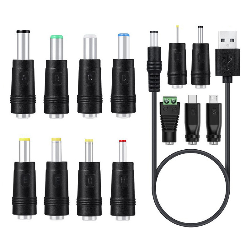 Cross-border 5.5*2.1 base to notebook 13 DC adapter USB power cord charging wire 14 suit