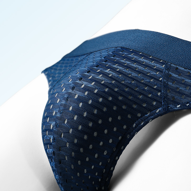 Men's Underwear Ice Silk Solid Color Sexy Low Waist Antibacterial Briefs Summer Thin Mesh Breathable Personalized Shorts