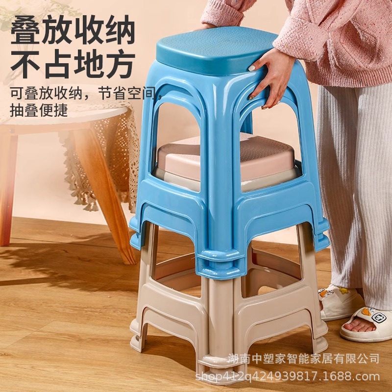 Plastic Stool for Home Use, Thickened Living Room Plastic Stool, Economical Dining Table Low Stool, Solid Plastic Chair, High Stool, Bench